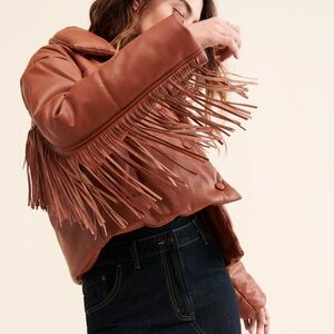 Brown Fringe Leather Jacket